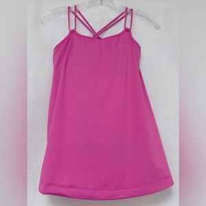 Lululemon Women' pink ‘Make a move’ Tank.Criss-cross,drape back,built-in bra.Sz6